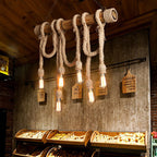 Adjustable Bamboo Pendant Lamp with Industrial Rope Design - EcoChic