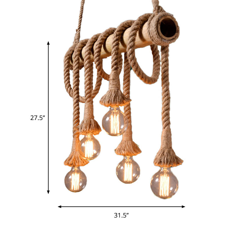 Adjustable Bamboo Pendant Lamp with Industrial Rope Design - EcoChic
