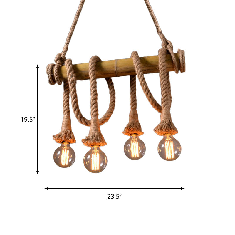 Adjustable Bamboo Pendant Lamp with Industrial Rope Design - EcoChic