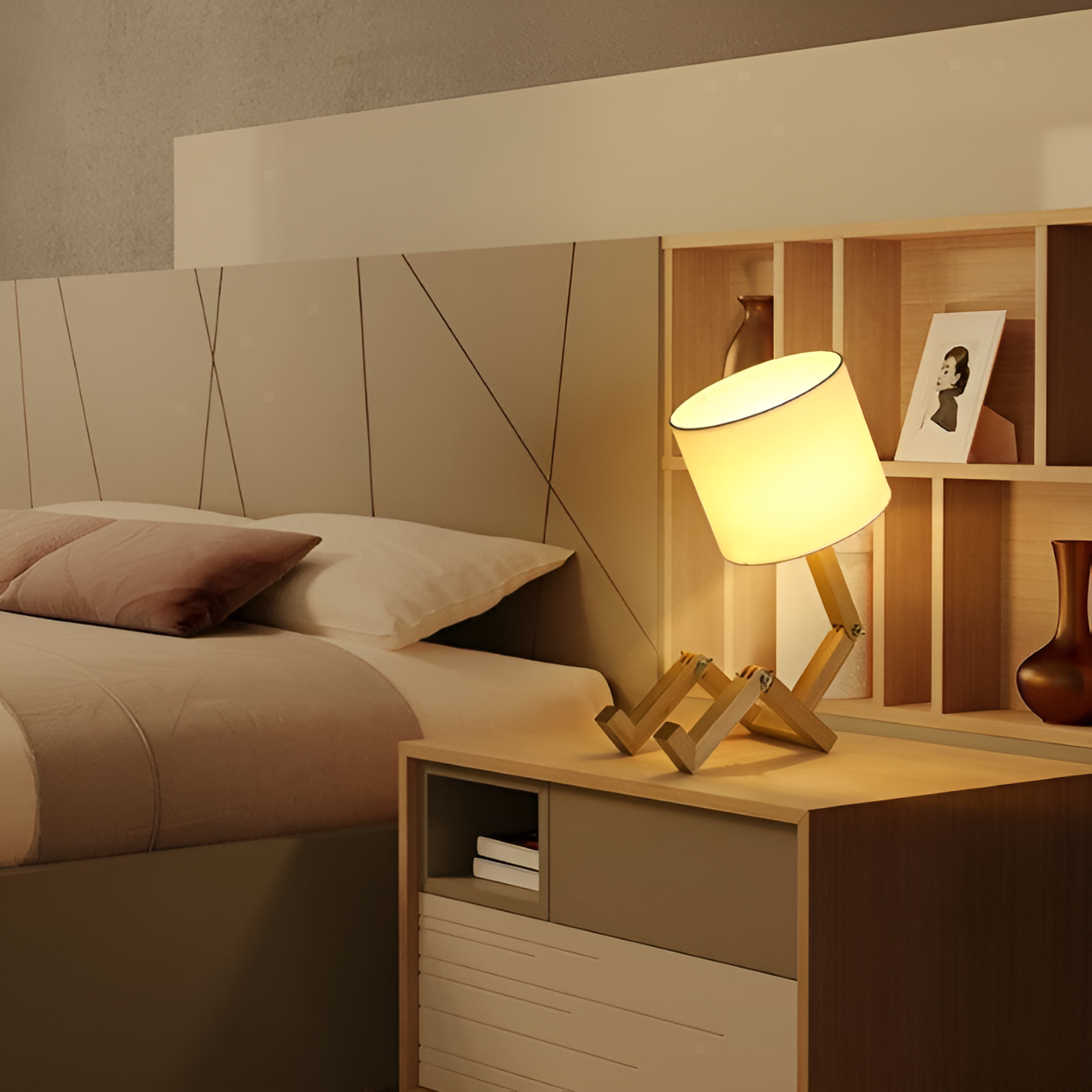 Flexible Robot Desk Lamp made of Solid Wood – LumoBot