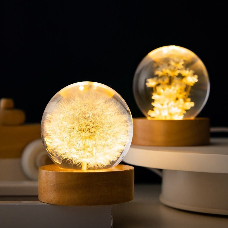Crystal Ball Lamp with Eternal Flowers – Lumora